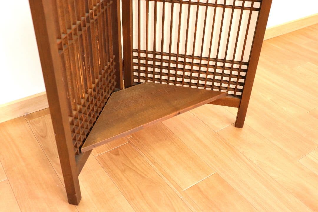 二面組子屏風　日本製　花台付き【一点物】未使用