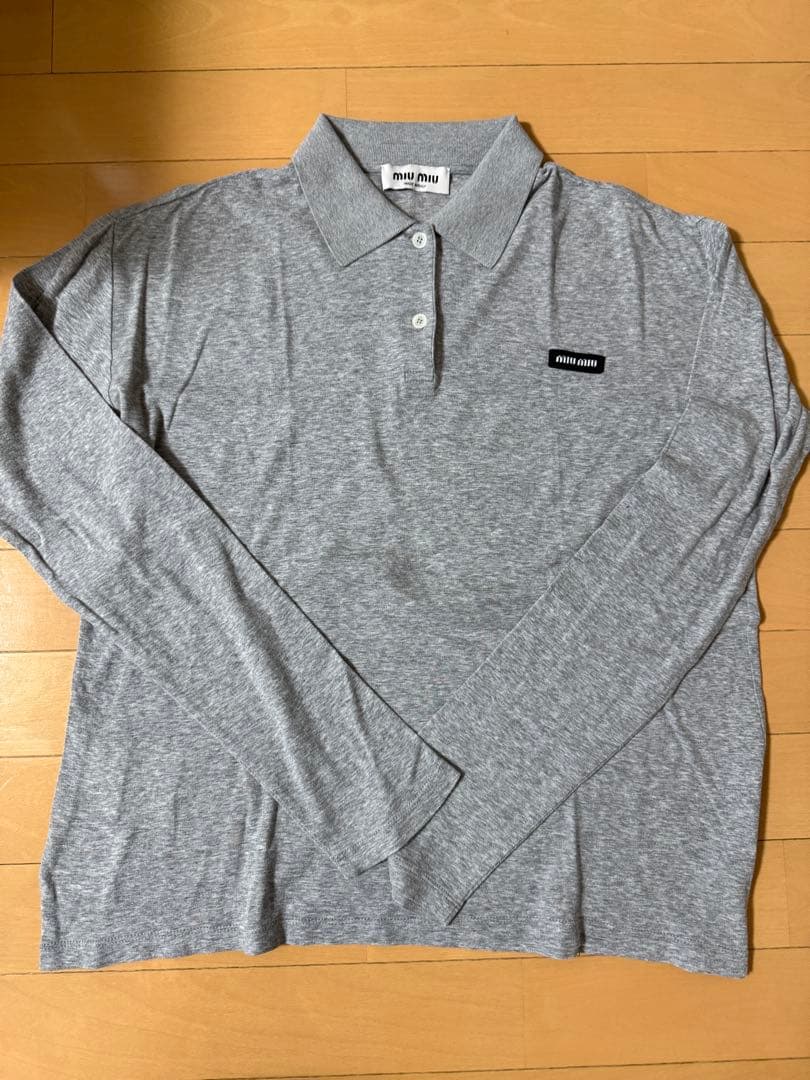 miumiu ミュウミュウ Ribbed jersey polo shirt