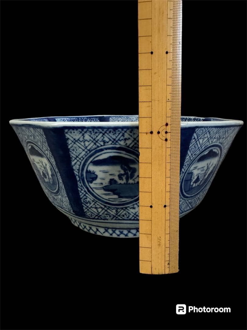 八角窓絵鉢　骨董伊万里