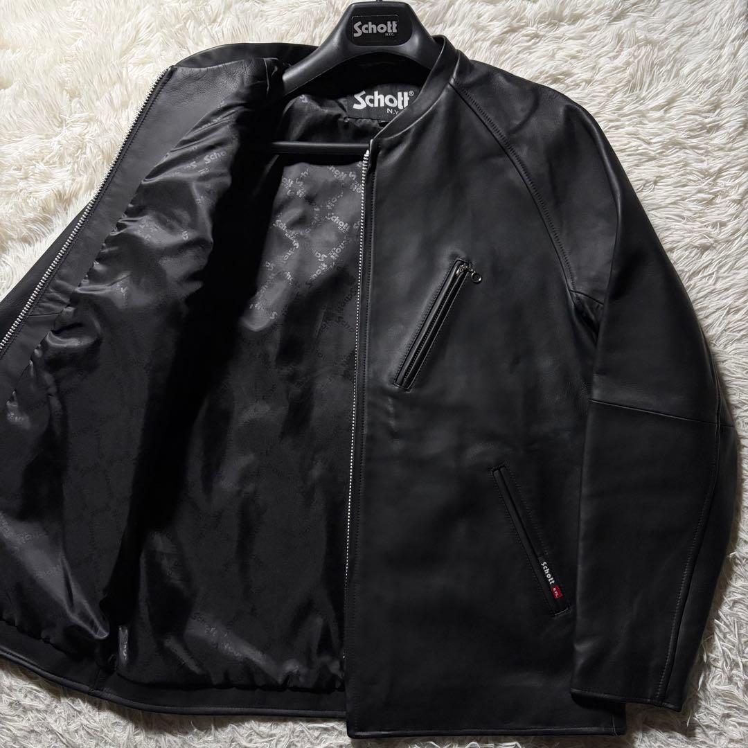 く*く様 美品/希少✨schott ライダースジャケット　シングル　羊革　ブラッ