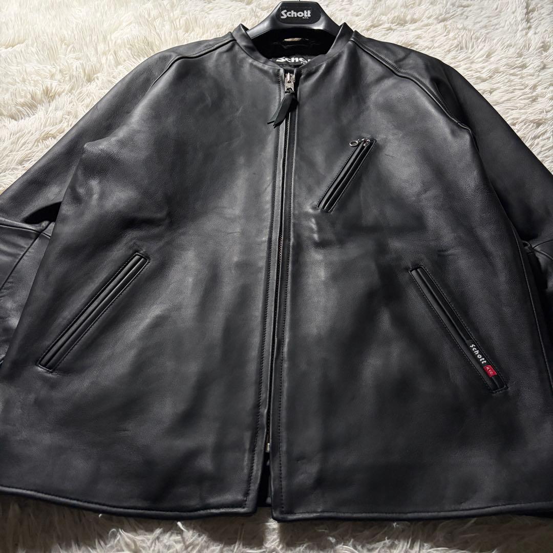 く*く様 美品/希少✨schott ライダースジャケット　シングル　羊革　ブラッ