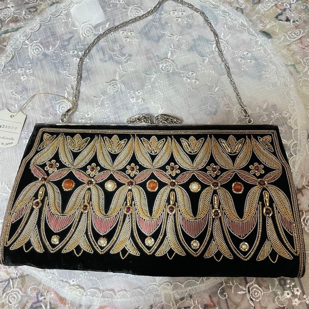 未使用　皇室御用達　Lumy はしもと 天然石　ビーズバッグ パーティー