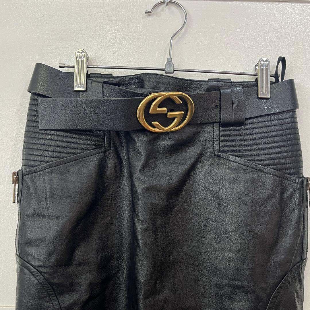 GUCCI グッチ レディース 牛革レザースカートサイズ38