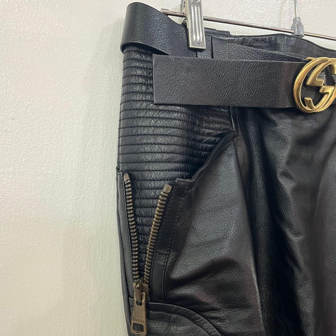 GUCCI グッチ レディース 牛革レザースカートサイズ38