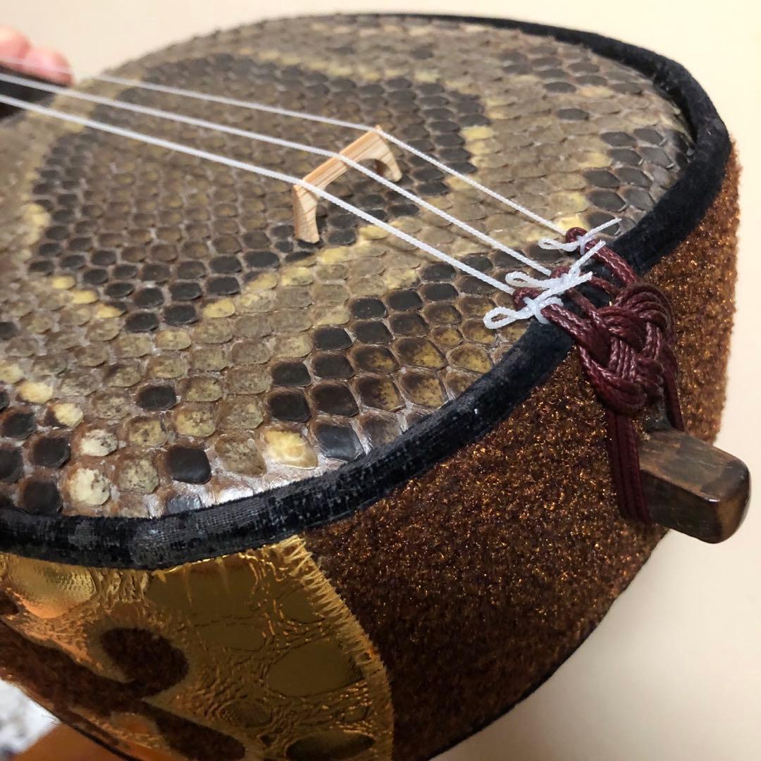 三線昭和当時物/ユシギ/真壁/ 本皮一枚張り 貴重