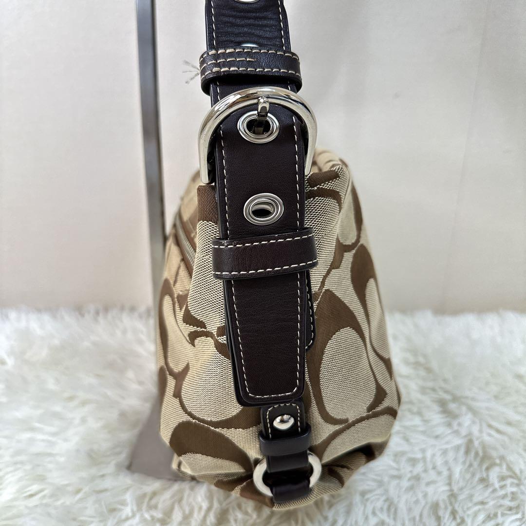 美品 COACH シグネチャー ワンショルダーバッグ ホーボー ブラウン Y2K
