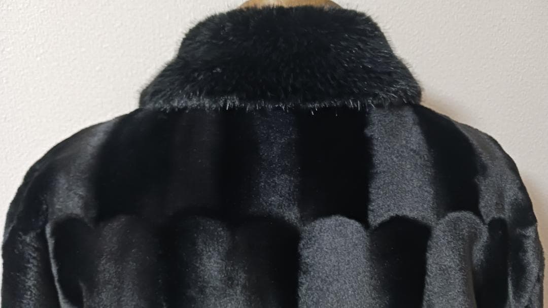 イタリア製 ミンク ＆ カシミヤ混 ファーコート 毛皮 厚手 防寒 日本サイズL