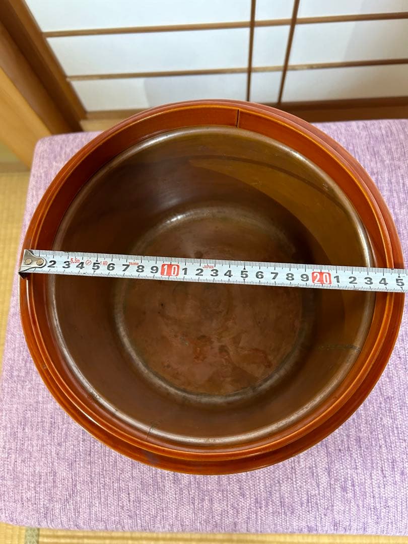 アンティーク飛騨高山春慶塗り火鉢　癒しの時間　火鉢生活に　春慶塗り丸盆付き