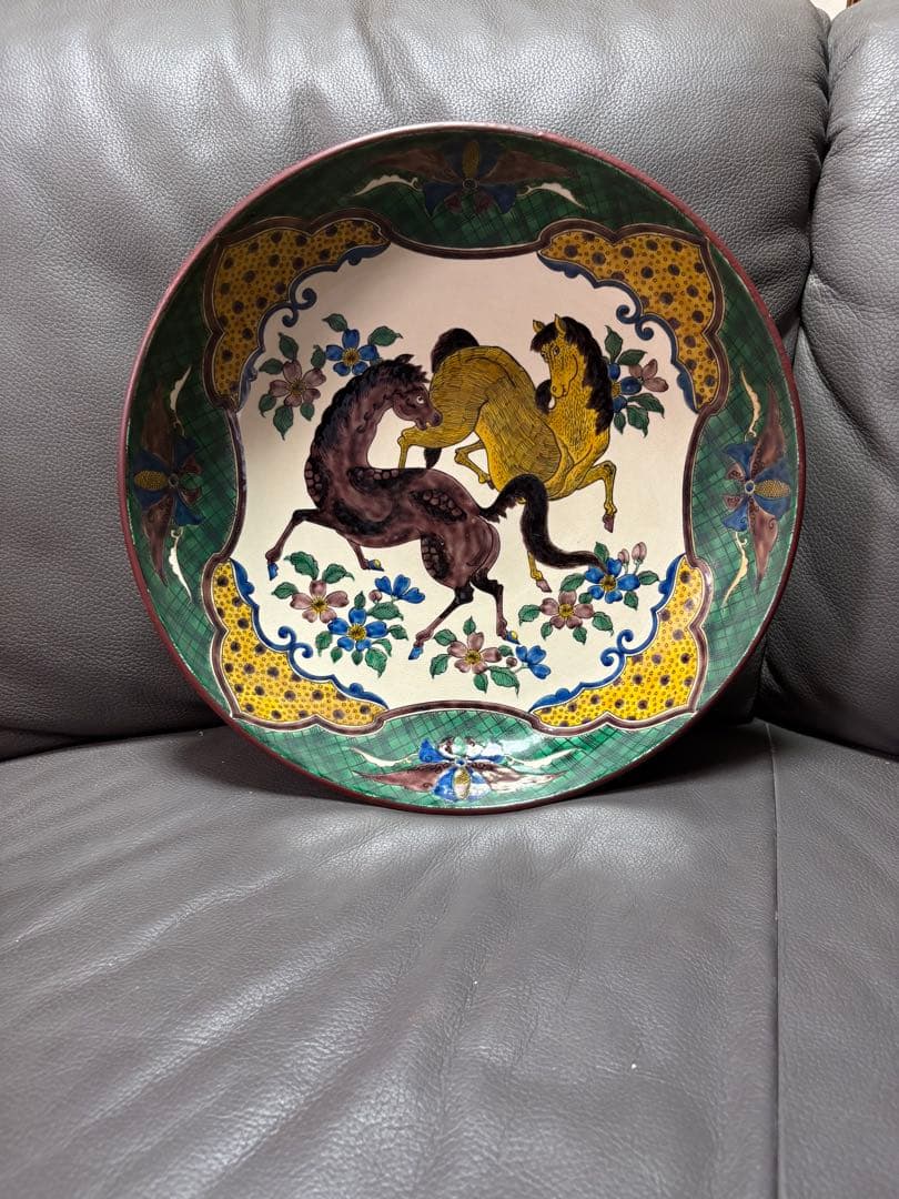 深め　飾皿　馬