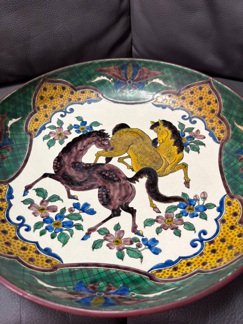 深め　飾皿　馬