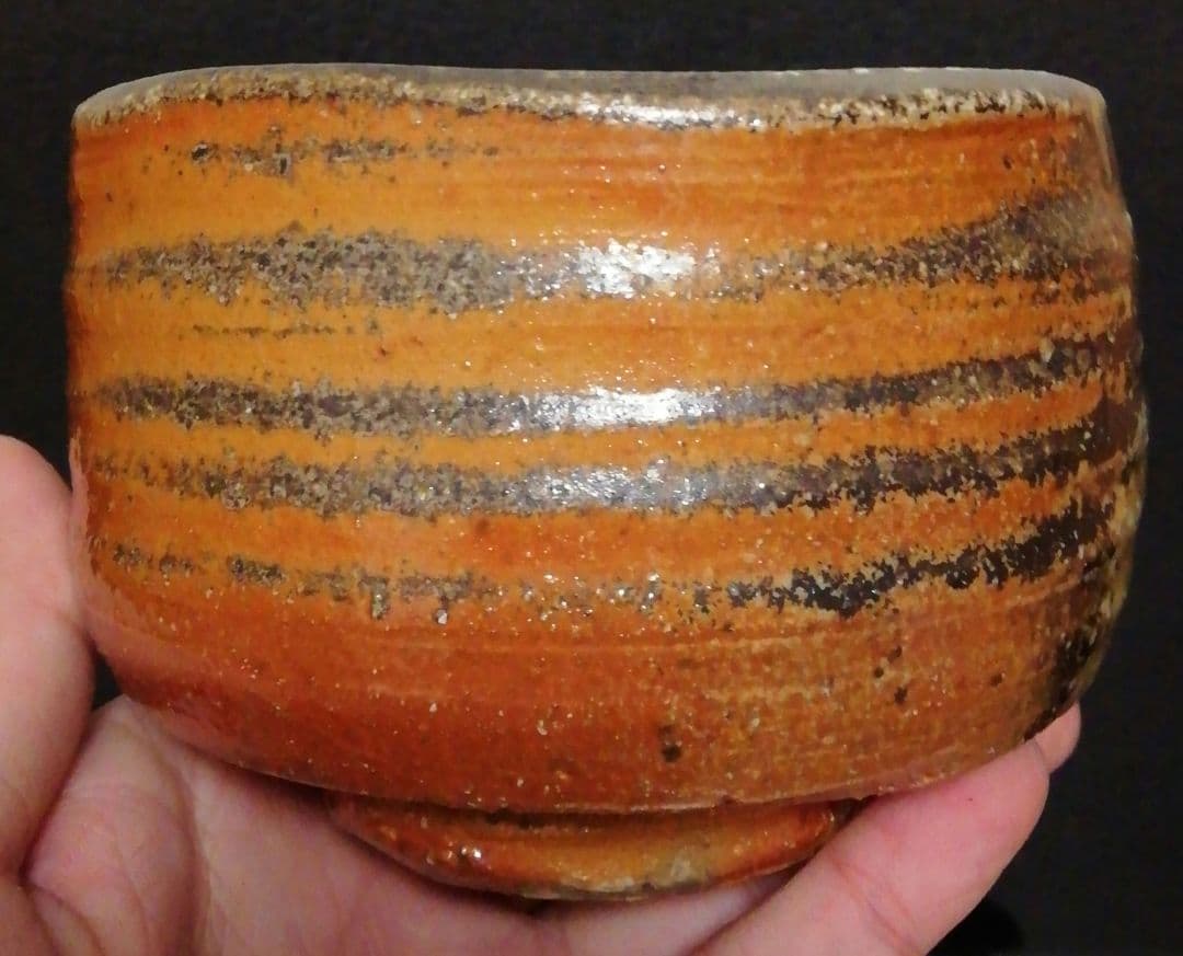 今井理桂作　津軽烏城焼　自然釉　茶碗　共箱　略歴付　茶道具