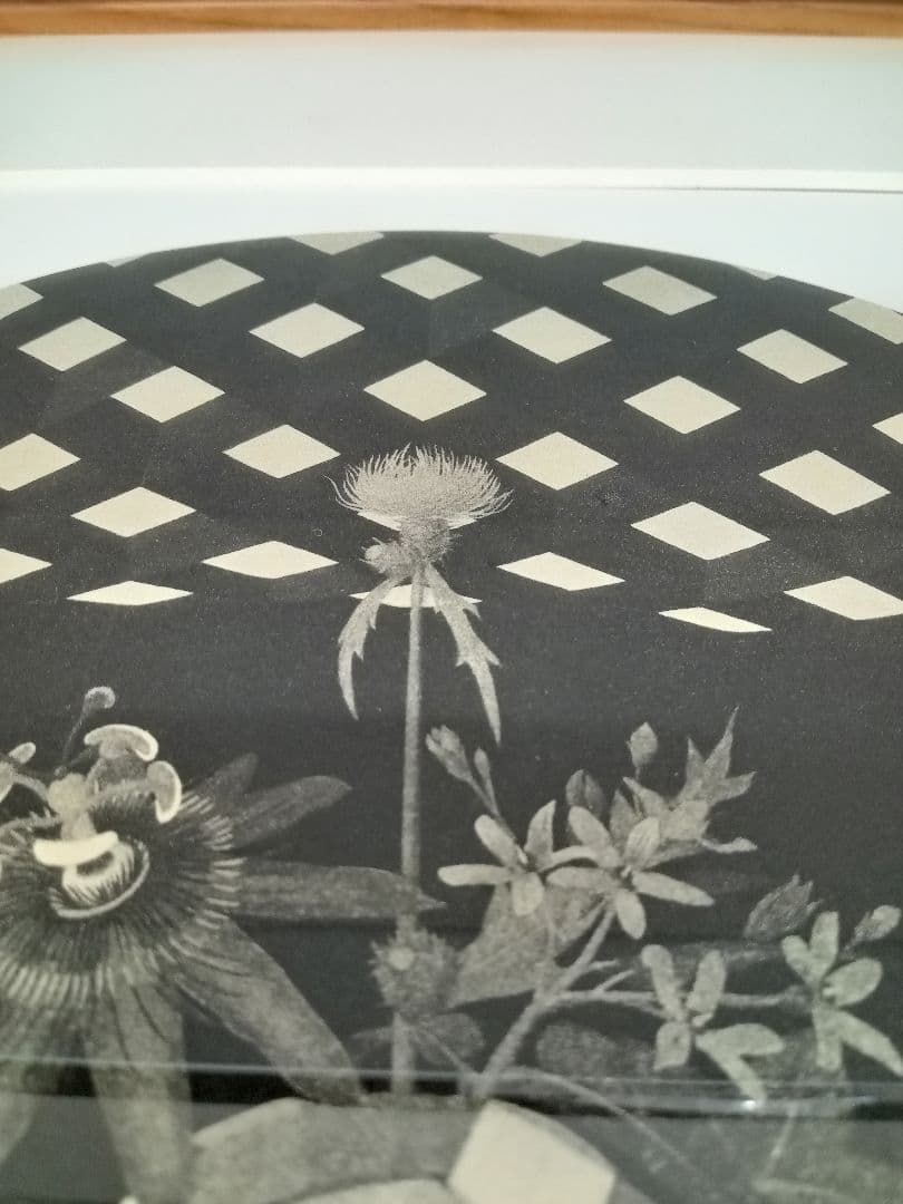 値下げしました❕　山内滋夫【時計草と青い花】額縁サイズ46×46×2.2cm