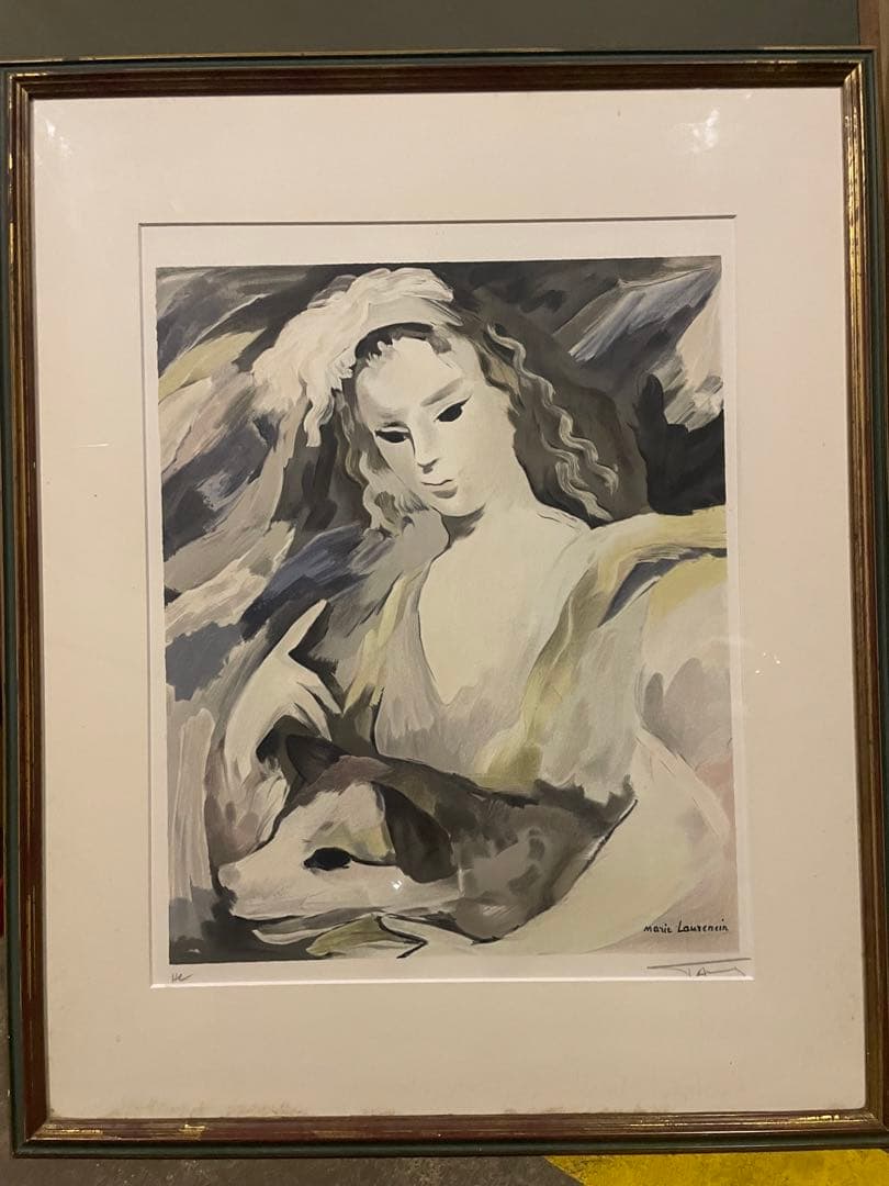 マリー•ローランサン　版画　大型額絵　作品名　少女　直筆サイン