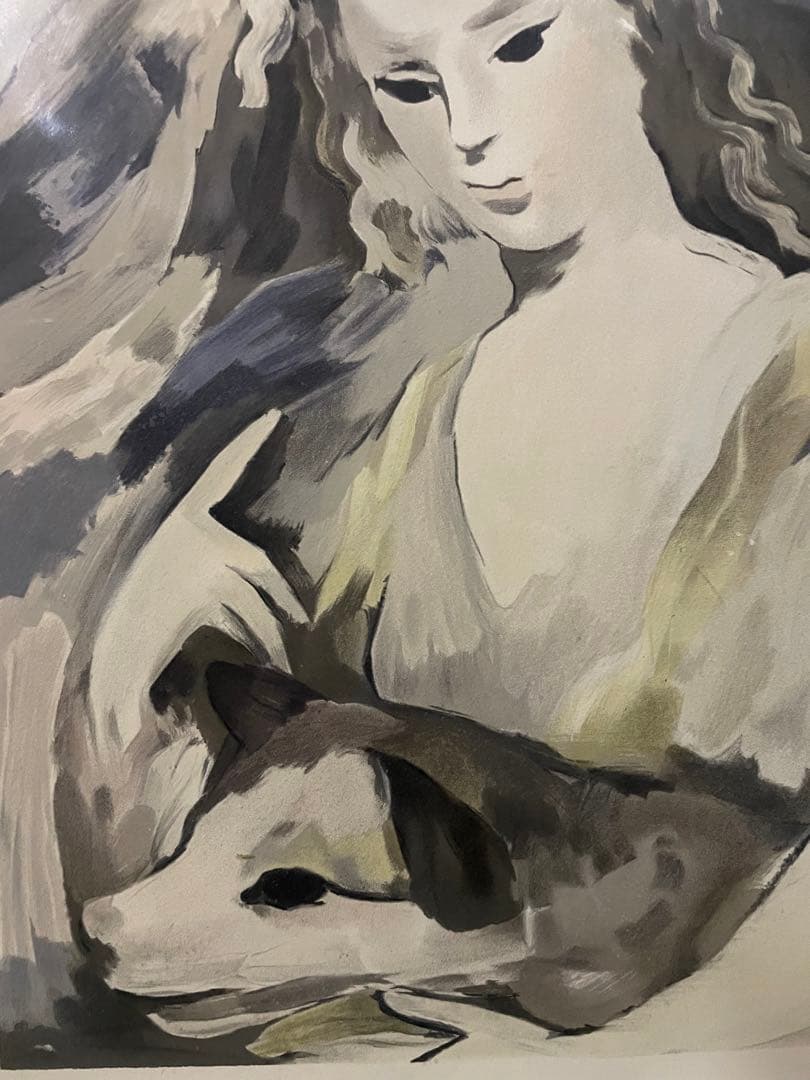 マリー•ローランサン　版画　大型額絵　作品名　少女　直筆サイン