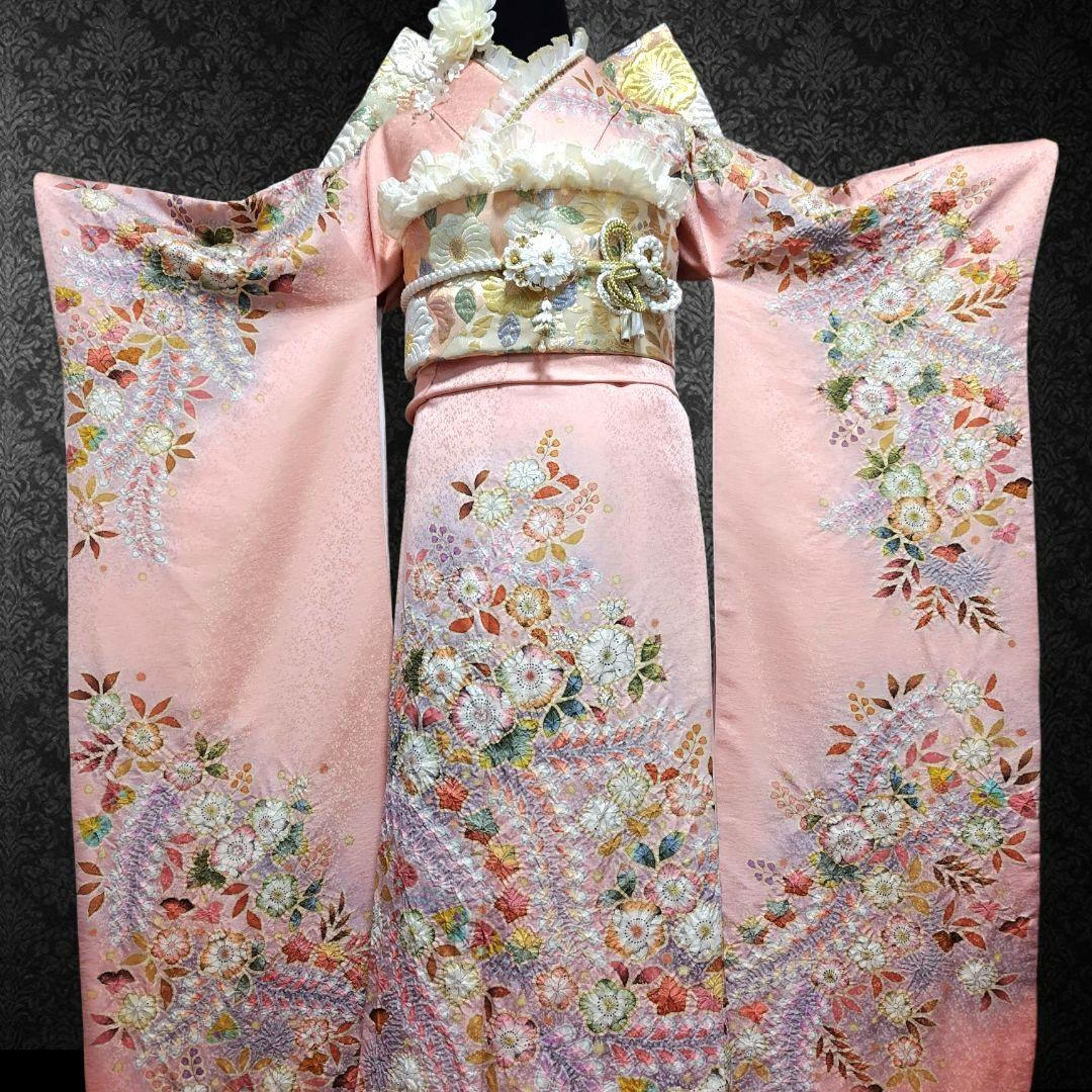 振袖フルセット(8点)・辻ヶ花・辻が花・翠山工房・落款有り・胴裏正絹・高級手縫い