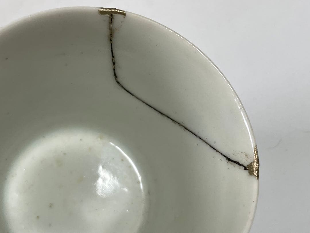 アンティーク　骨董　古伊万里　染付　こんにゃく印判　桐文様　桐　蕎麦猪口　銀継