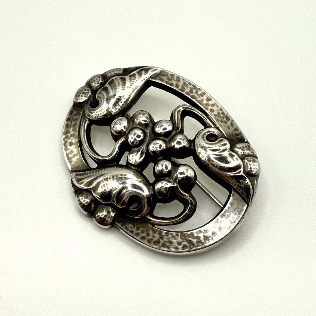 美品★ ジョージジェンセン 101 ブローチ ムーンライトグレープ シルバー