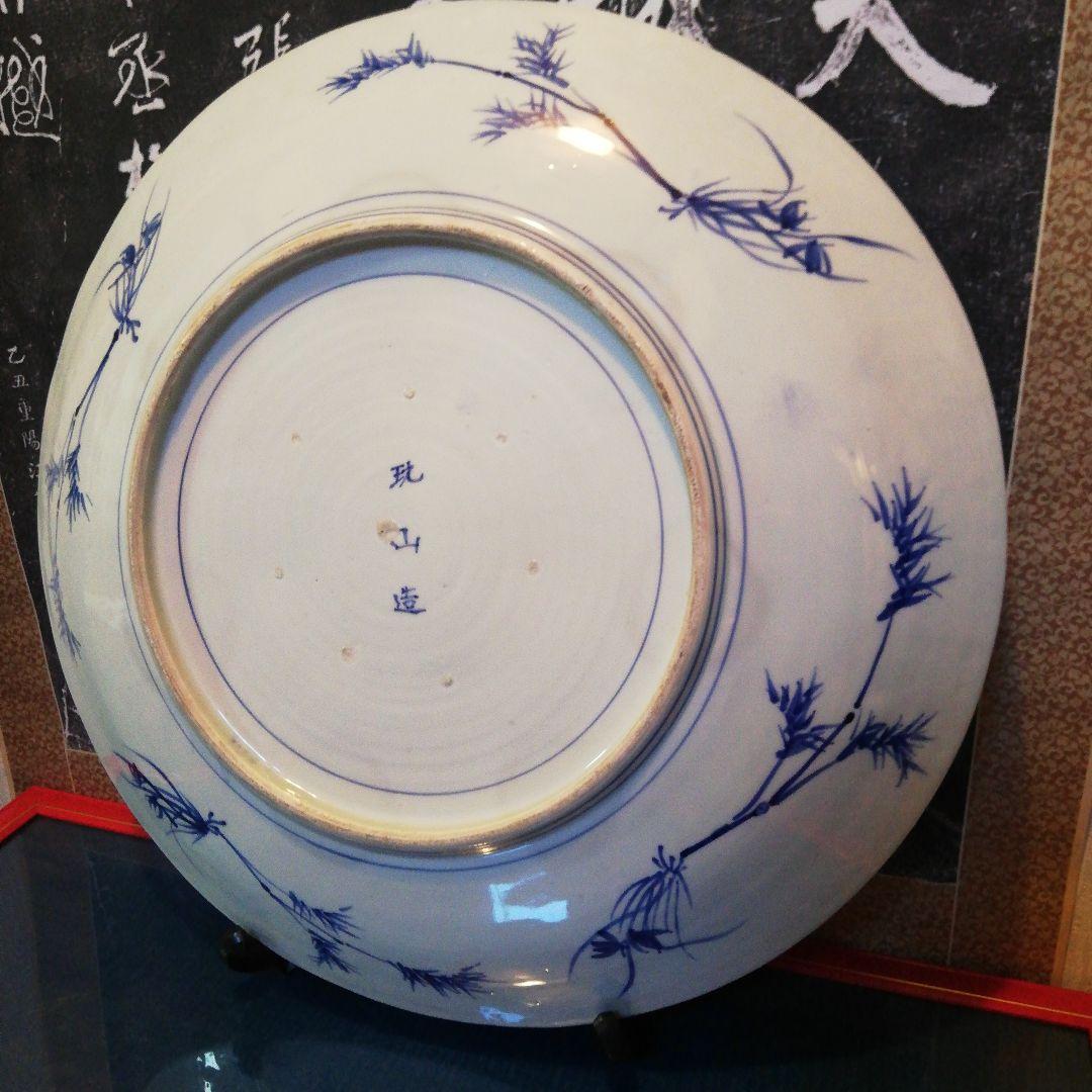 極美品明治時代初期～大正時代末期頃時代伊万里焼特大５５センチ鹿絵図大皿当時物