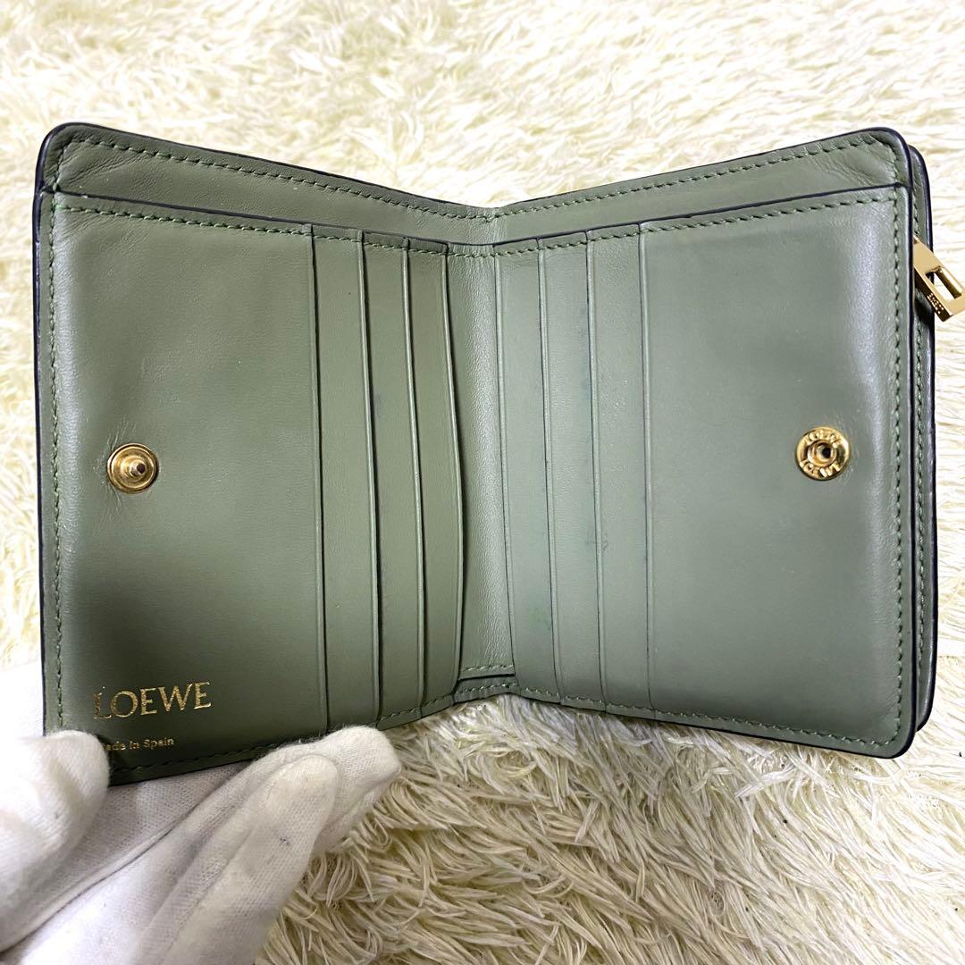 美品✨ LOEWE ロエベ 二つ折り財布 リピートアナグラム ラウンドファスナー