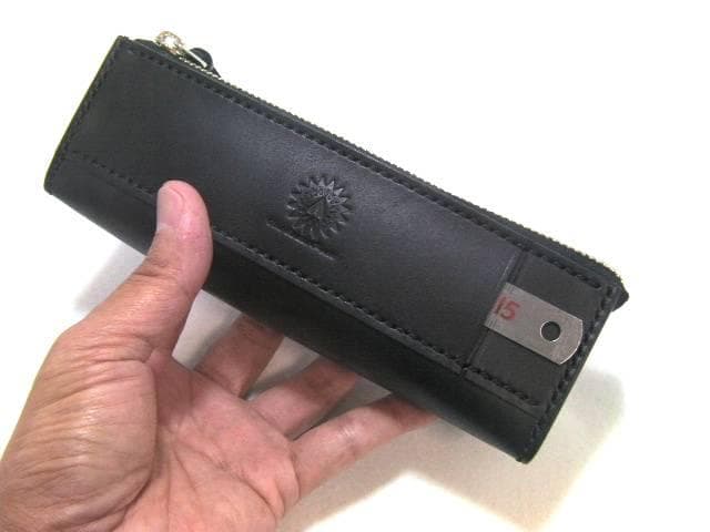 栃木レザー 本革 ペンケース 筆箱 大容量 定規入る 黒 日本製