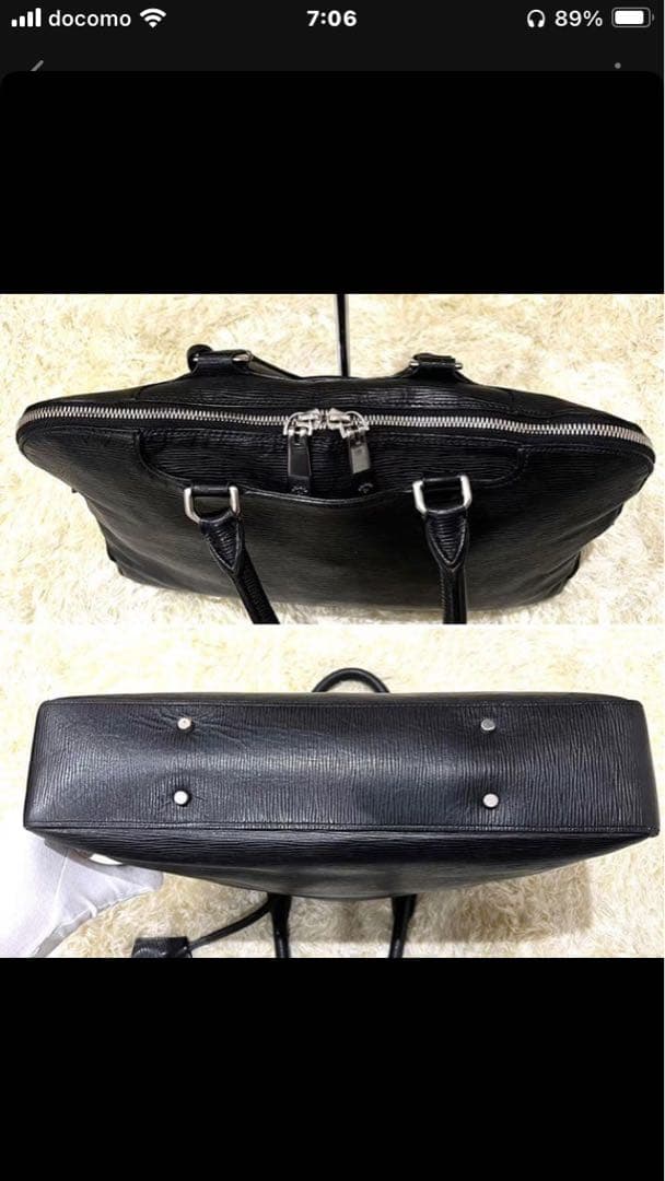 【山崎パンさま用】アニアリブリーフケースウェーブレザー　クロシェット　ブラック