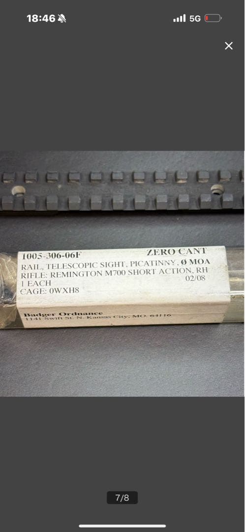 レミントンM40/M700 BADGER /バジャースコープマウントレール