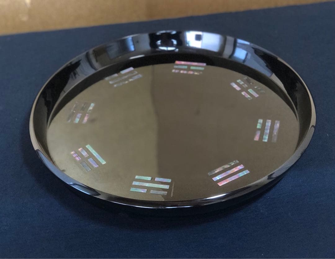 《R》茶道具 青貝入 八卦盆 塗師 一瓢斎 共箱　250820G1