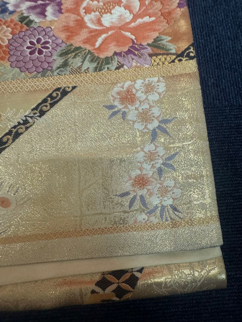 2664袋帯 古代彫金紋 西陣織 金糸　高級上質上品　約440cm 未使用