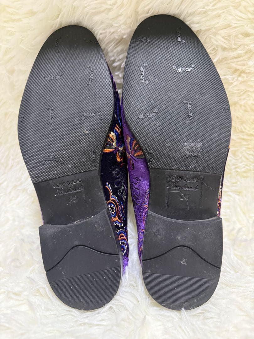 Needles ニードルズ バタフライ刺繍 ベルベットミュール 38