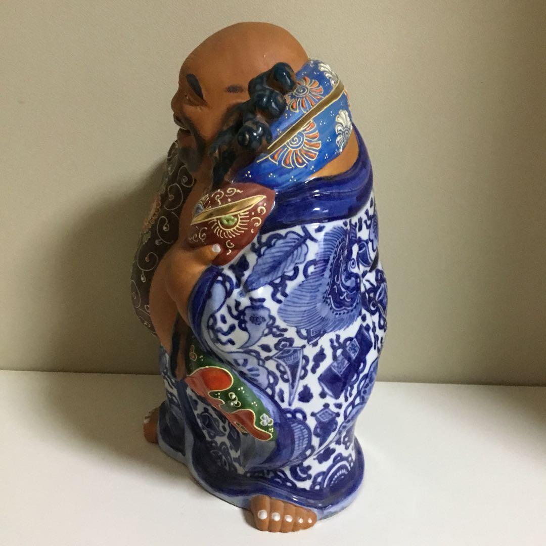 九谷焼　布袋様　染め付け　縁起置物　七福神