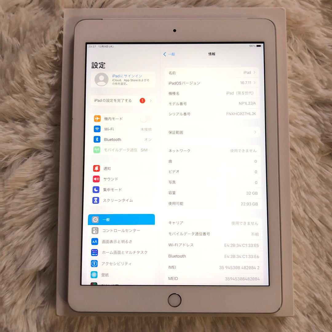 【完動品】iPad 第5世代 32GB SIMフリー【すぐ発送】