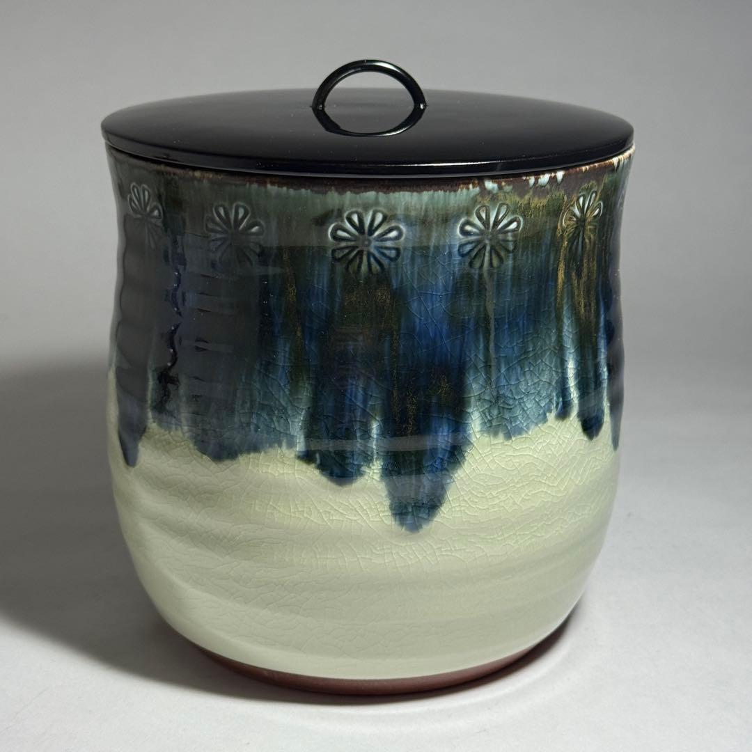 ◆御深井水指 加藤藤山造 二重箱共箱・共布付 本漆蓋 茶道具 未使用品◆