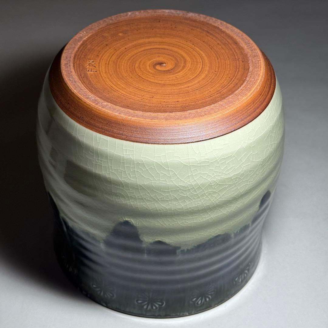 ◆御深井水指 加藤藤山造 二重箱共箱・共布付 本漆蓋 茶道具 未使用品◆