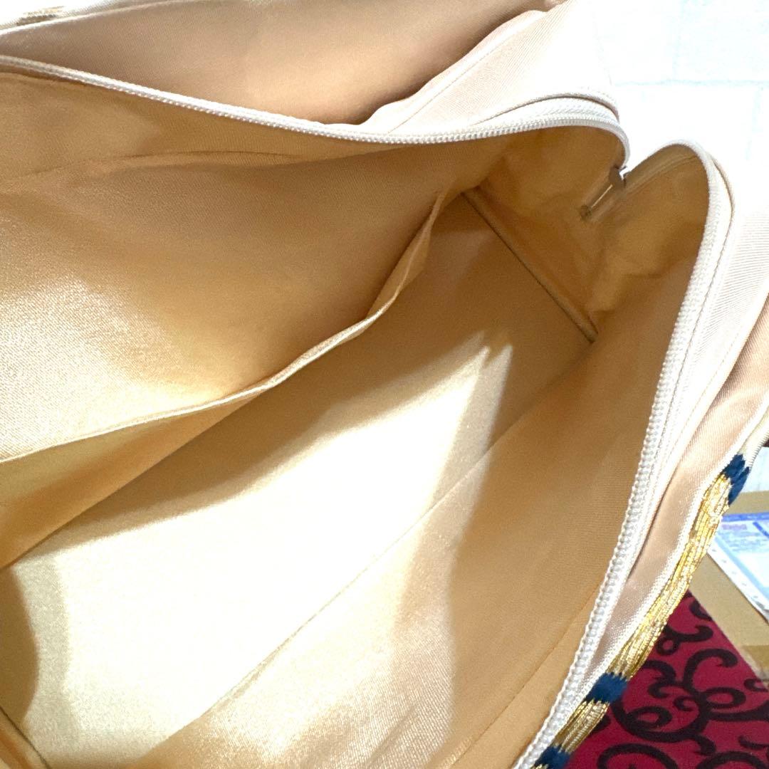 正絹 西陣唐織 大きめ利休バッグ 和装バッグ 金糸 帯地 逸品