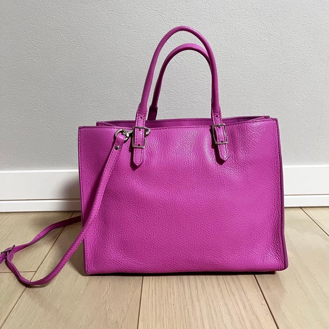 バレンシアガ　ピンク レザー ハンドバッグ ストラップ付き