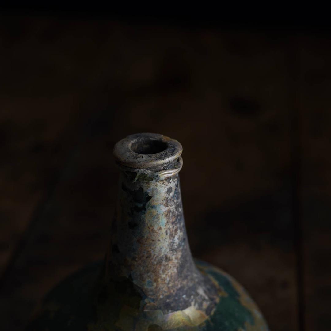 17-18世紀 金化したオニオンボトル オランダ発掘品 アンティーク デルフト