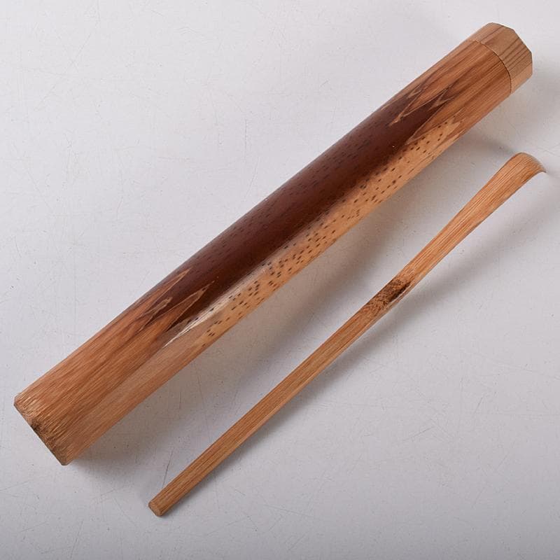 茶道具　裏千家十四代淡々斎自作　茶杓　銘「松風」　共筒共箱　M　R8369