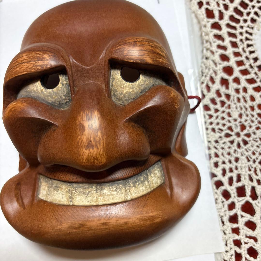 木製 笑顔の能面