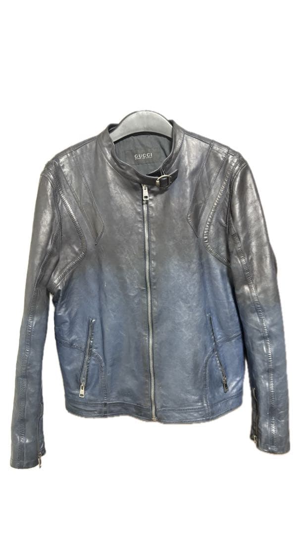 GUCCI グラデーションブルー レザージャケット　希少