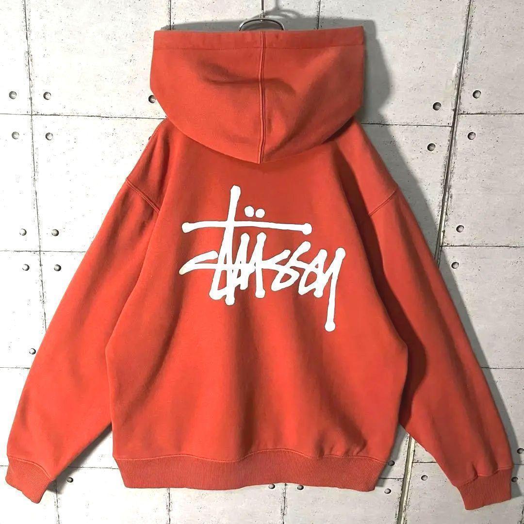 【ステューシー】ショーンフォント スウェットパーカー オレンジ M（実寸L）