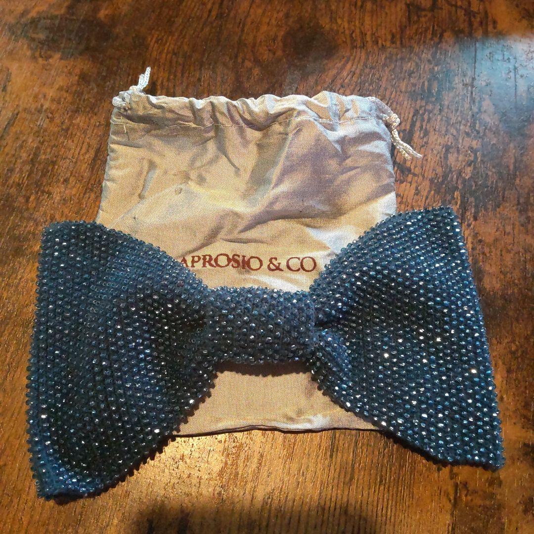 APROSIO & CO ダークブルー スカーフ＆リボンブローチ