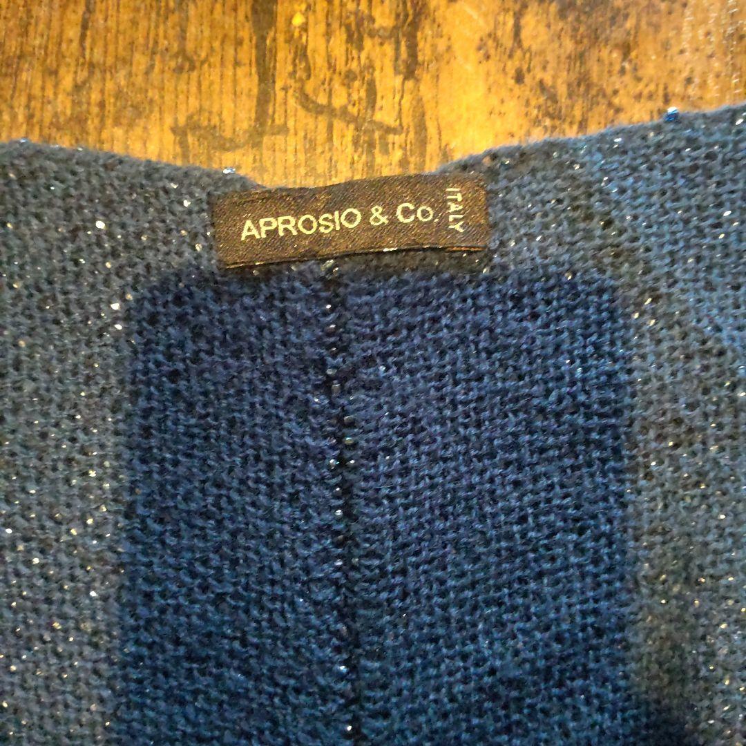 APROSIO & CO ダークブルー スカーフ＆リボンブローチ