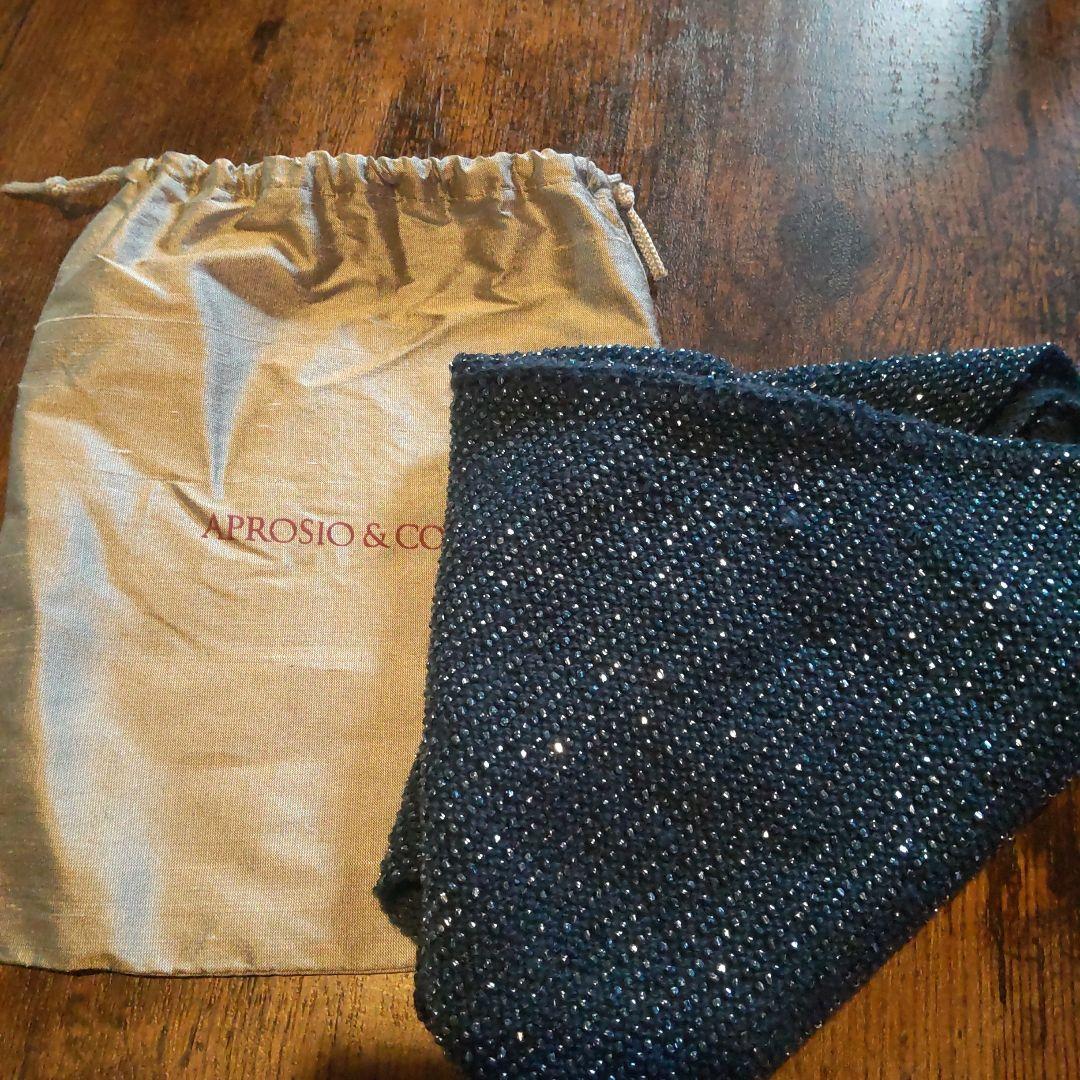 APROSIO & CO ダークブルー スカーフ＆リボンブローチ