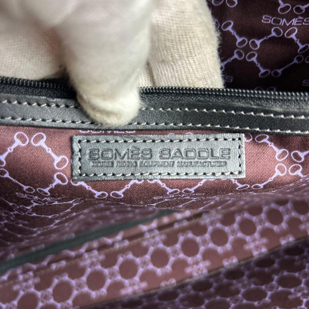 【美品】ソメスサドル　ビジネスバッグ　2way レザー　ロゴ金具　シルバー　黒
