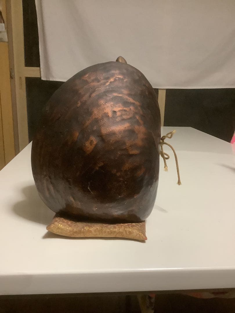 重厚 真鍮製 貝殻型 厨子 仏像置物 仏教工芸品 高級骨董 約2kg