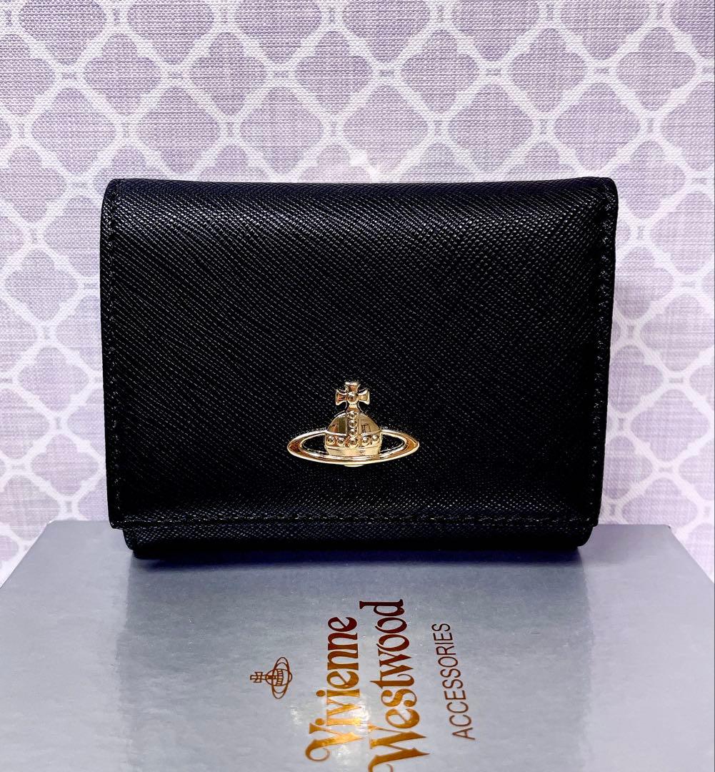 【大人気♡ショッパー付】新品 ヴィヴィアン・ウエストウッド 三折財布 黒