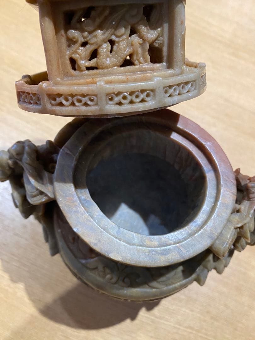 骨董品　香炉　お香　石彫　龍