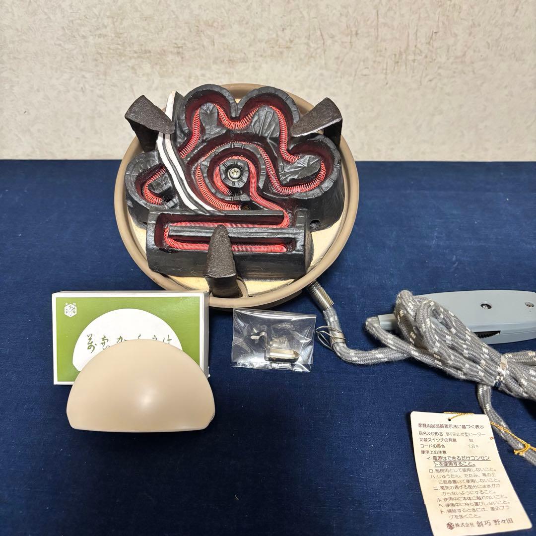 風炉/茶釜/電熱器/唐銅面取風炉/尻張釜/野々田電熱器/敷板/香入れ/茶道具