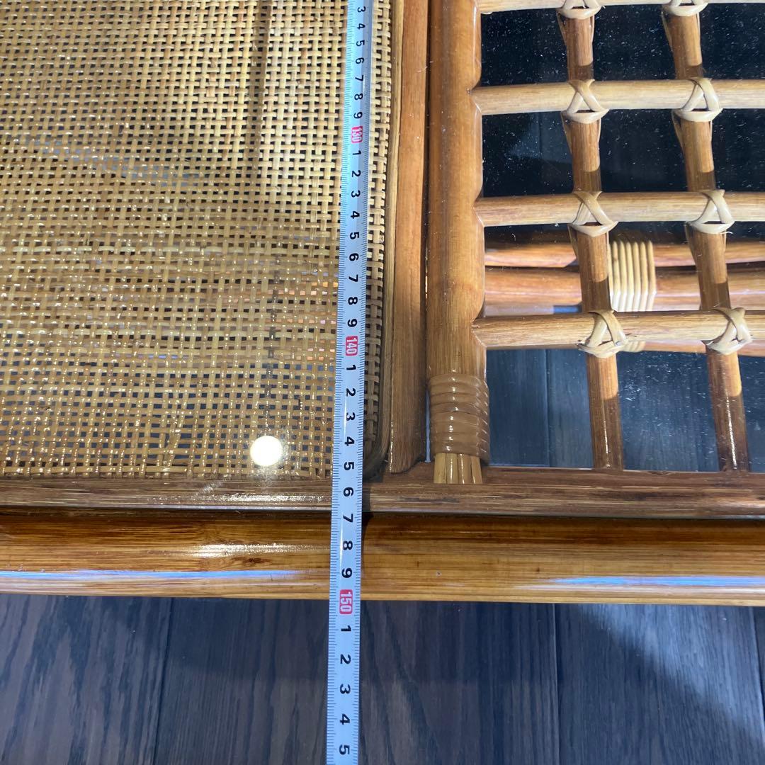 ラタンと木製の座卓 約90cm x 150cm