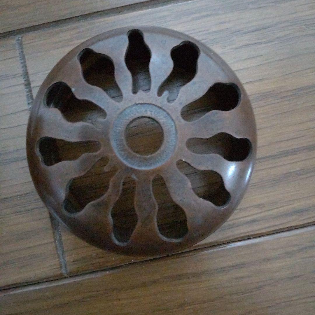 金谷五郎三郎造　黄唐銅菊透鉄鉢式香炉